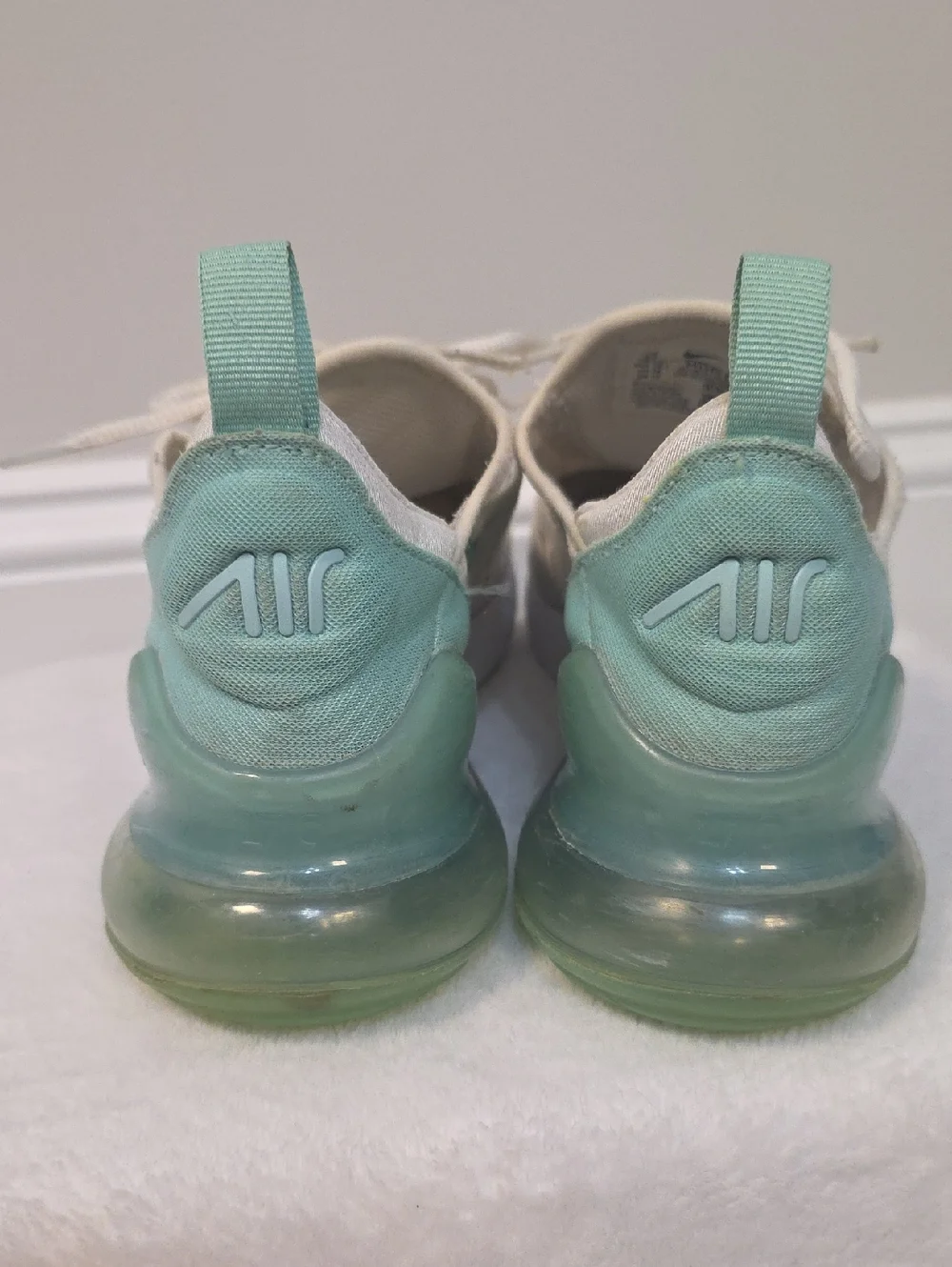 Nike Youth Air Max 270 React — White with Mint Accents Youth Size 6